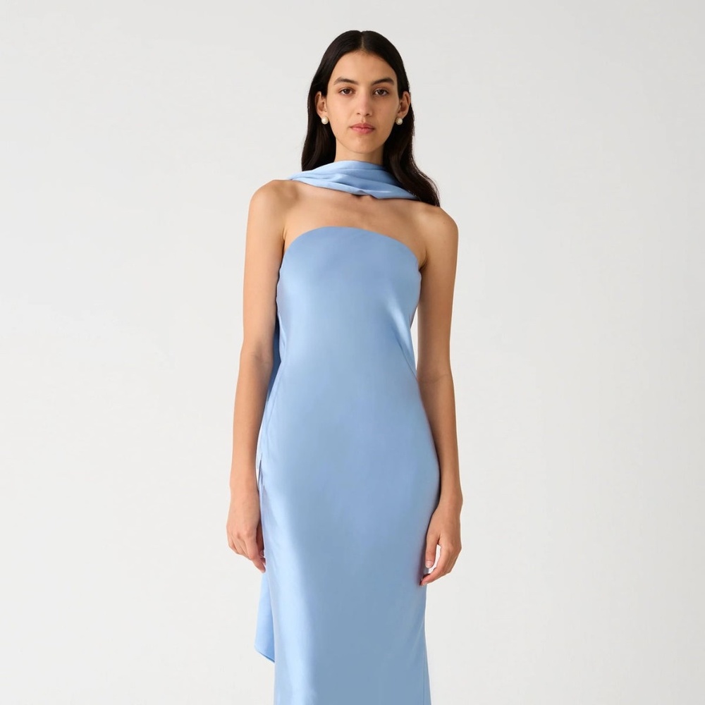 MISHA COLLECTION - LILIA SATIN MAXI DRESS - BLUE - Picture 1 of 14